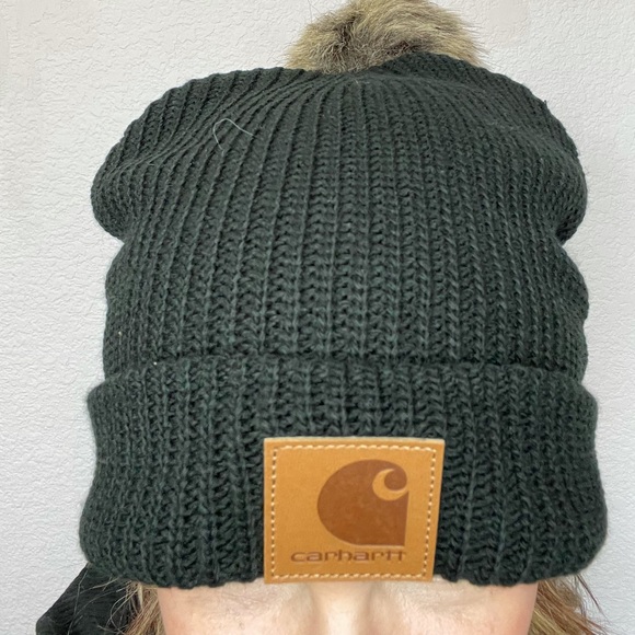 🎉HOST PICK🎊🙌❤️🍾Carhartt Knit Fleece Lined Beanie+Elm+Pom+Green - Picture 6 of 7